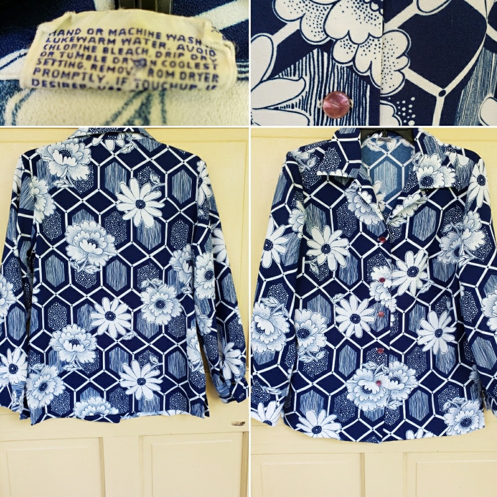 Vintage Polyester Floral button down Blouse